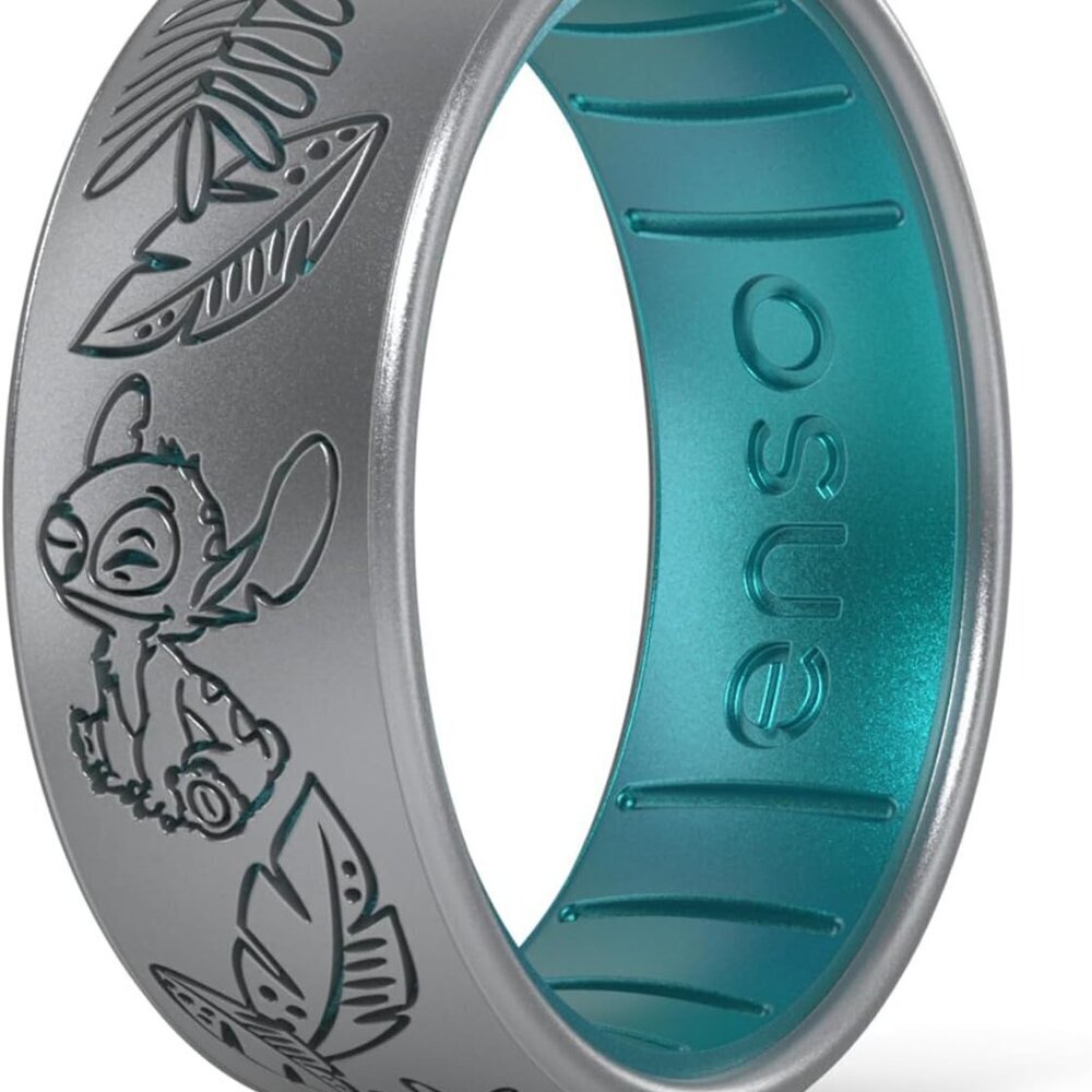 Silicone Ring Unisex Disney Stitch Kiss Floral Flexible Comfort Safe